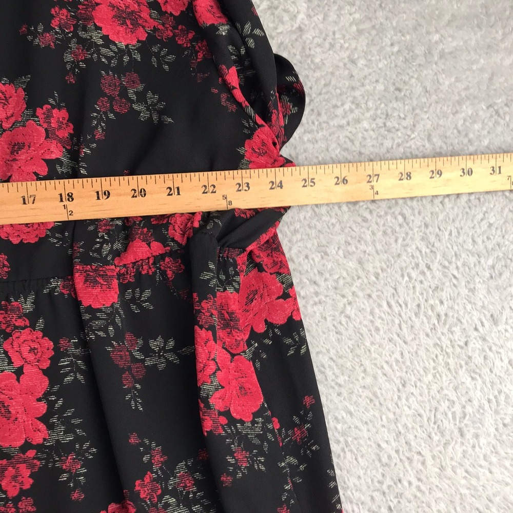 Torrid Faux-Wrap Hi-Low Chiffon Dress Womens 4X Black Red Floral Dark Romantic - Picture 8 of 9